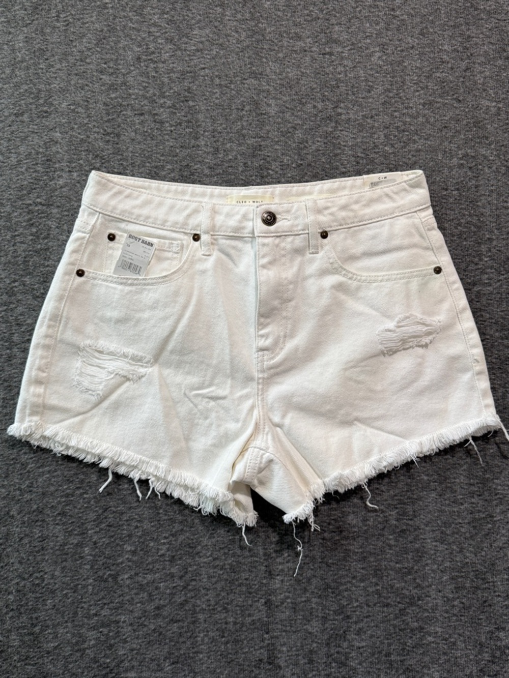 Cleo + Wolf White Distressed High-Rise Women’s Denim Shorts Size 28 Boot Barn